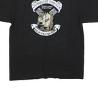 PROMO DORO Mens Black Graphic T-Shirt L Short Sleeve Crew Neck Cartoon Design