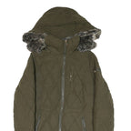 NAUTICA Womens Green Quilted Long Sleeve Zip Jacket S Polyester Blend Warm
