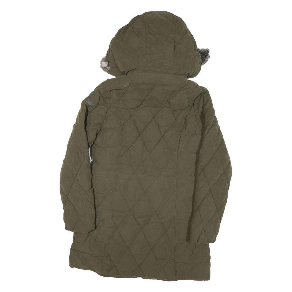 NAUTICA Womens Green Quilted Long Sleeve Zip Jacket S Polyester Blend Warm