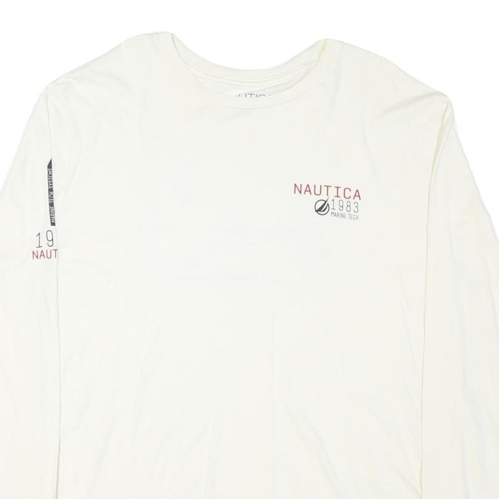 NAUTICA Mens White Long Sleeve Crew Neck Cotton Blend T-Shirt 2XL Marine Tech