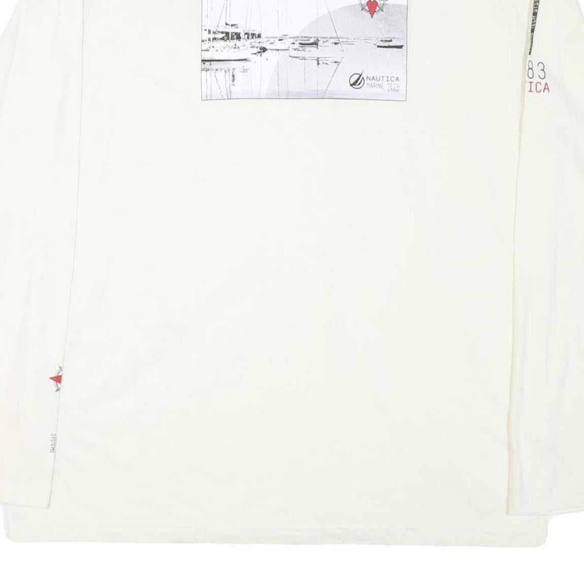NAUTICA Mens White Long Sleeve Crew Neck Cotton Blend T-Shirt 2XL Marine Tech