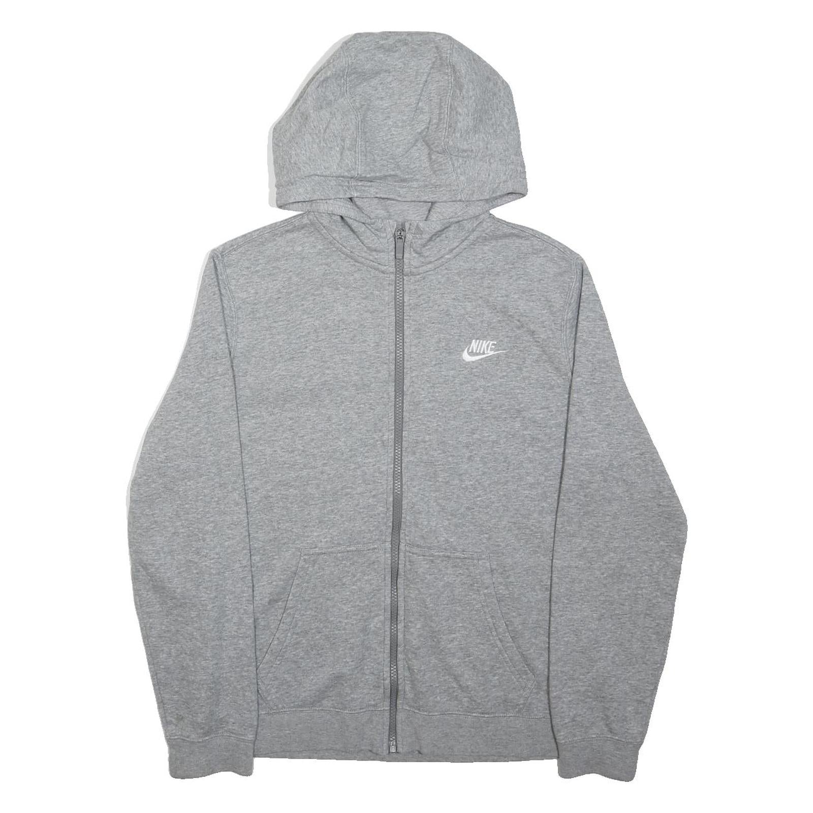 NIKE Mens Grey Full Zip Hoodie XL Cotton Blend Casual Sportswear Sweatshirt