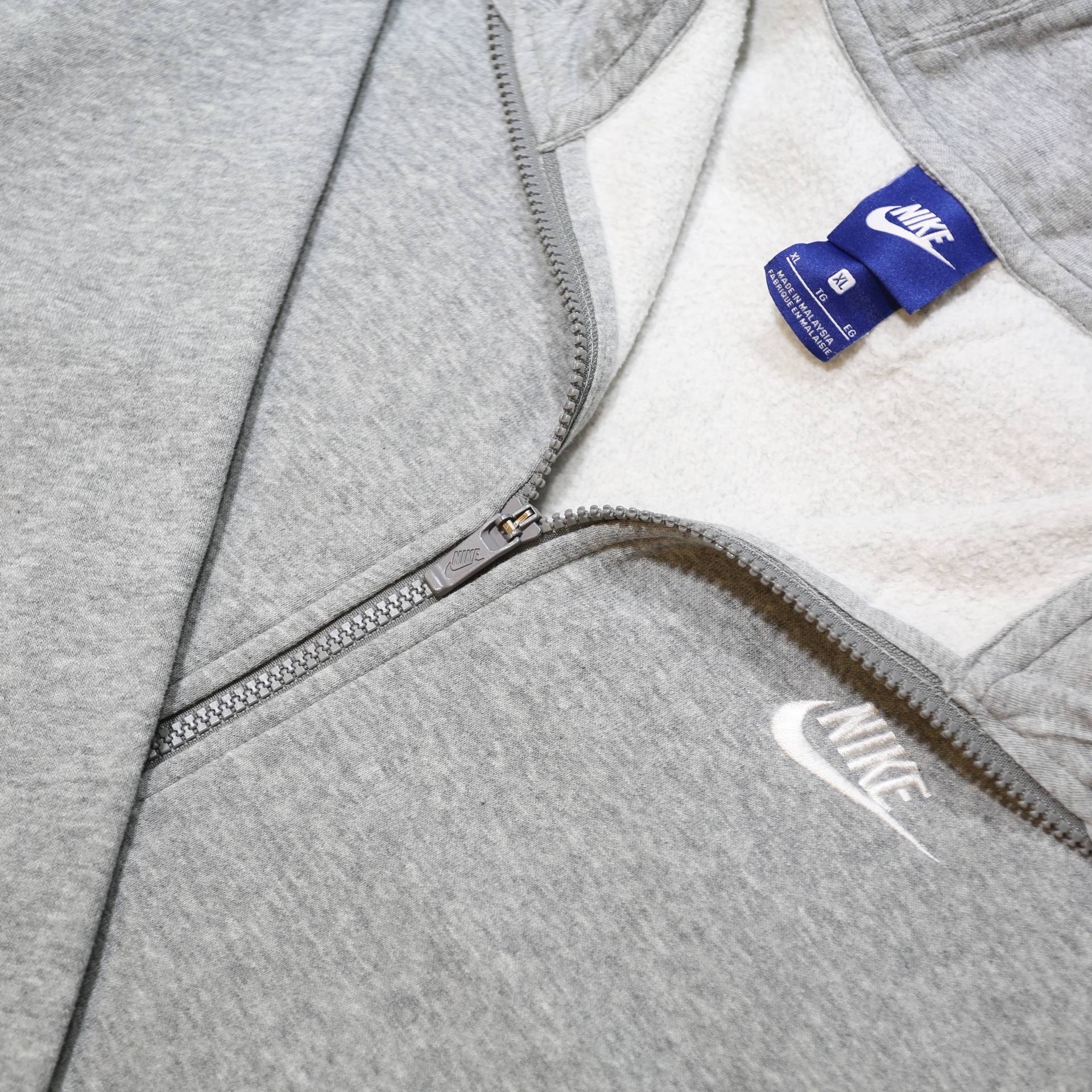 NIKE Mens Grey Full Zip Hoodie XL Cotton Blend Casual Sportswear Sweatshirt