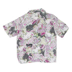 Womens White Pink Black Printed Cotton Blend Shirt M Summer Casual