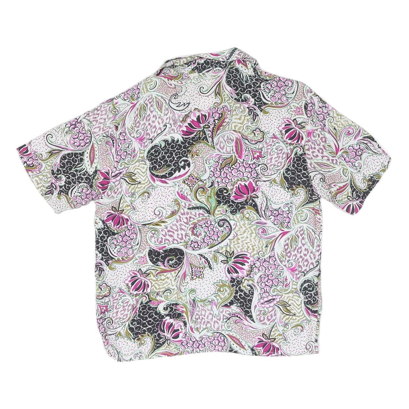 Womens White Pink Black Printed Cotton Blend Shirt M Summer Casual
