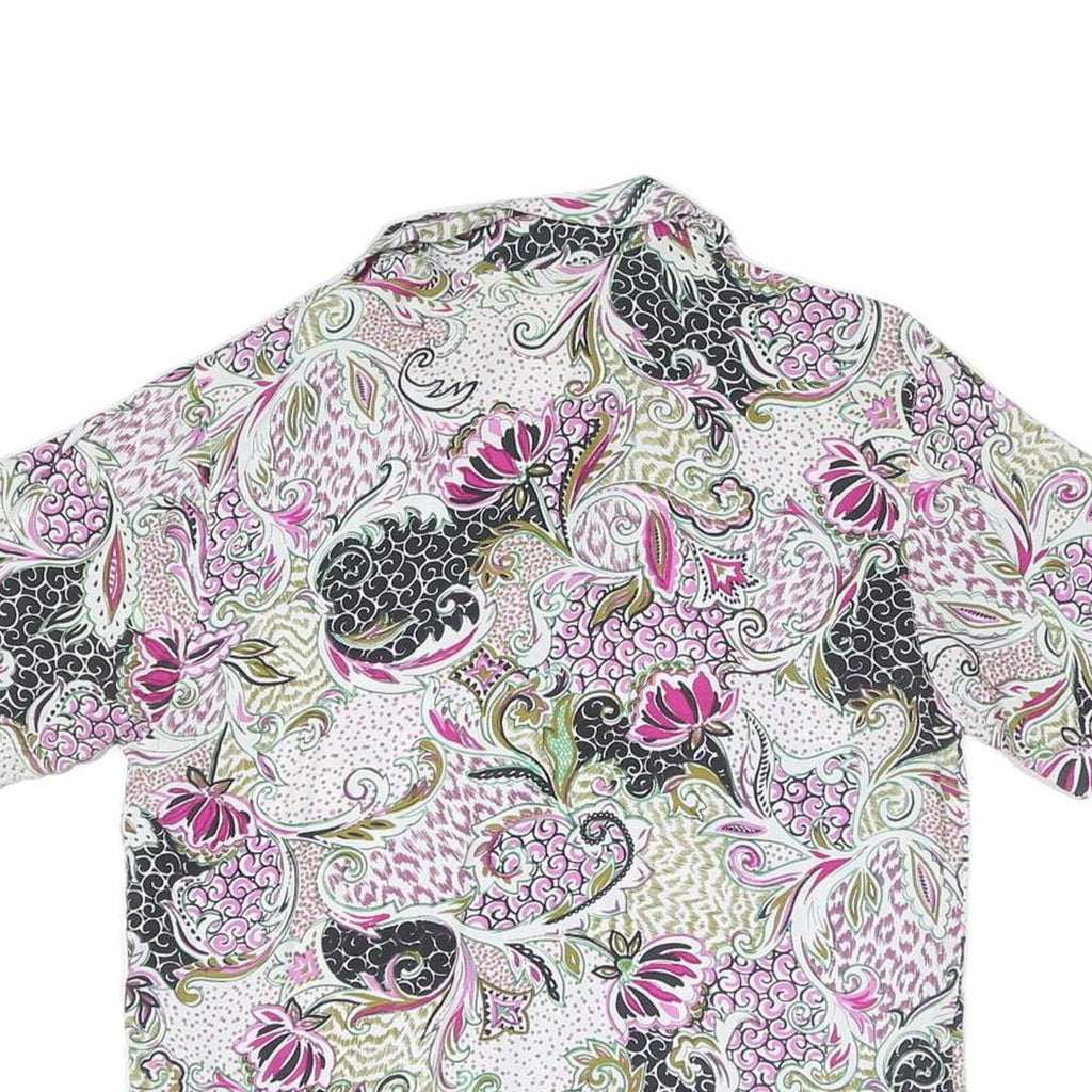Womens White Pink Black Printed Cotton Blend Shirt M Summer Casual