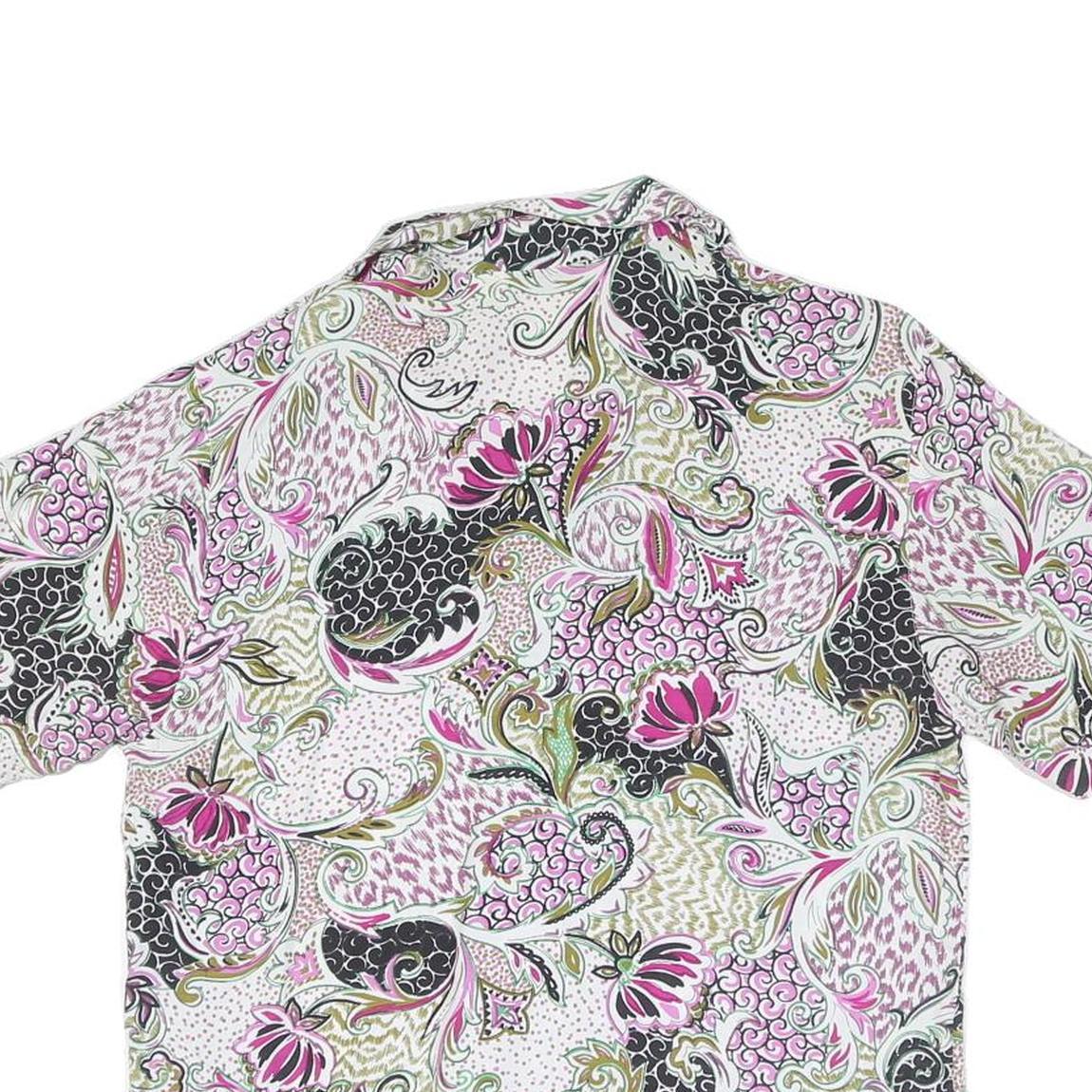 Womens White Pink Black Printed Cotton Blend Shirt M Summer Casual