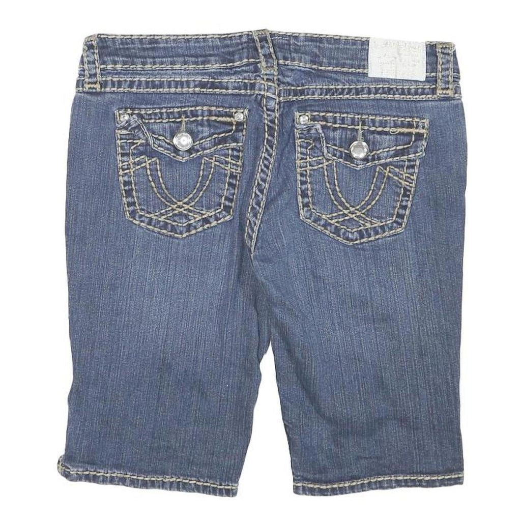 LA IDOL Womens Denim Blue Casual Slim M W32 Embellished Stitch Shorts