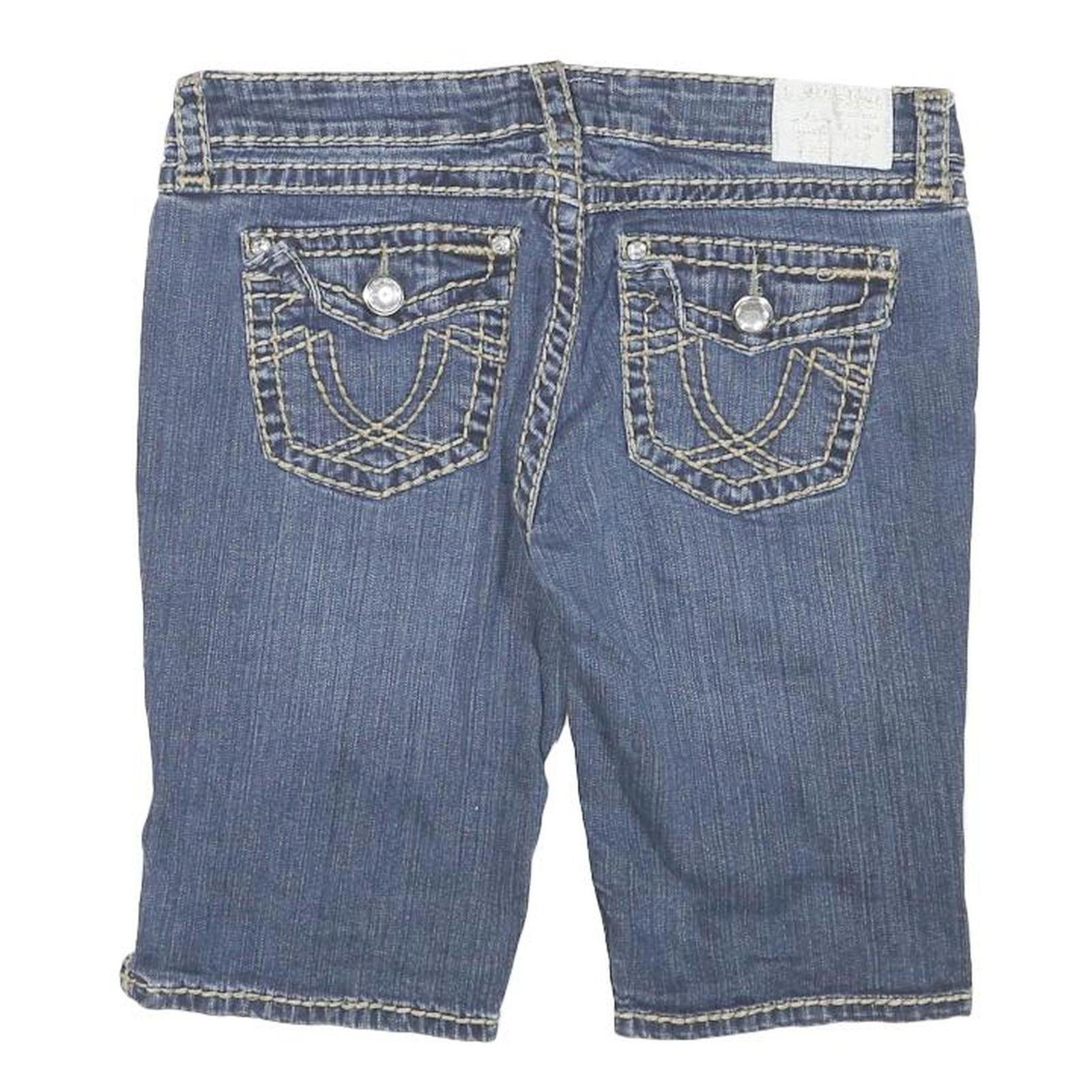LA IDOL Womens Denim Blue Casual Slim M W32 Embellished Stitch Shorts