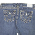 LA IDOL Womens Denim Blue Casual Slim M W32 Embellished Stitch Shorts