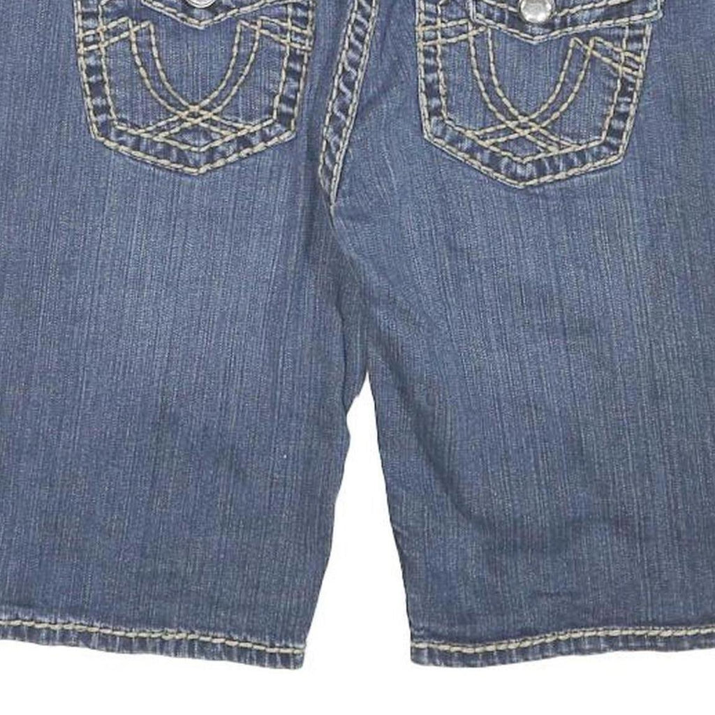 LA IDOL Womens Denim Blue Casual Slim M W32 Embellished Stitch Shorts