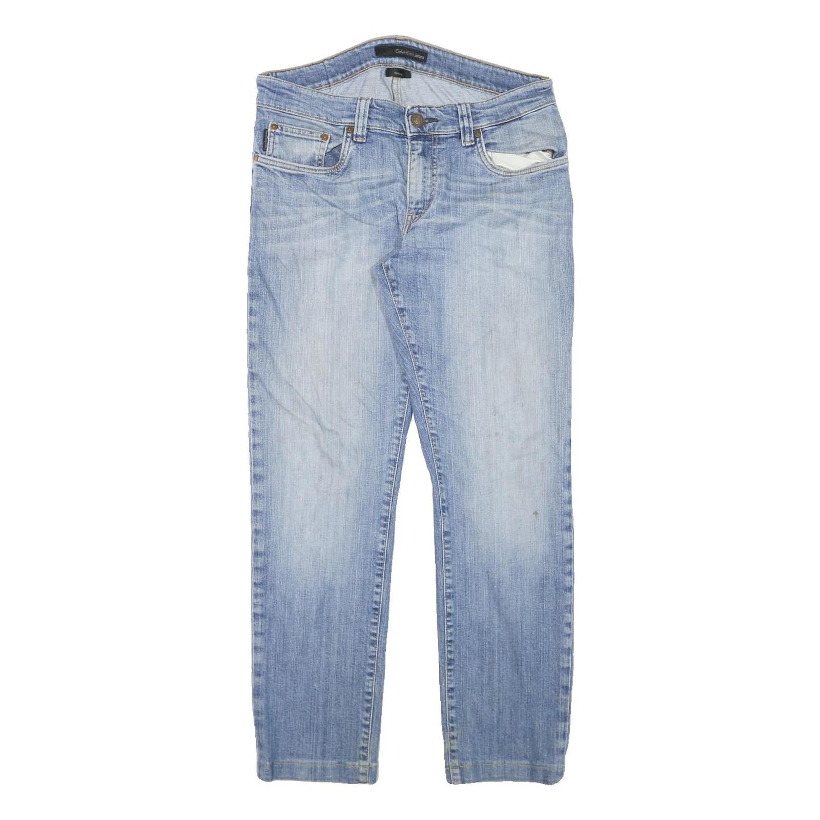 CALVIN KLEIN JEANS Womens Slim Blue Denim Light W31 L26 Slim Fit Straight Jeans
