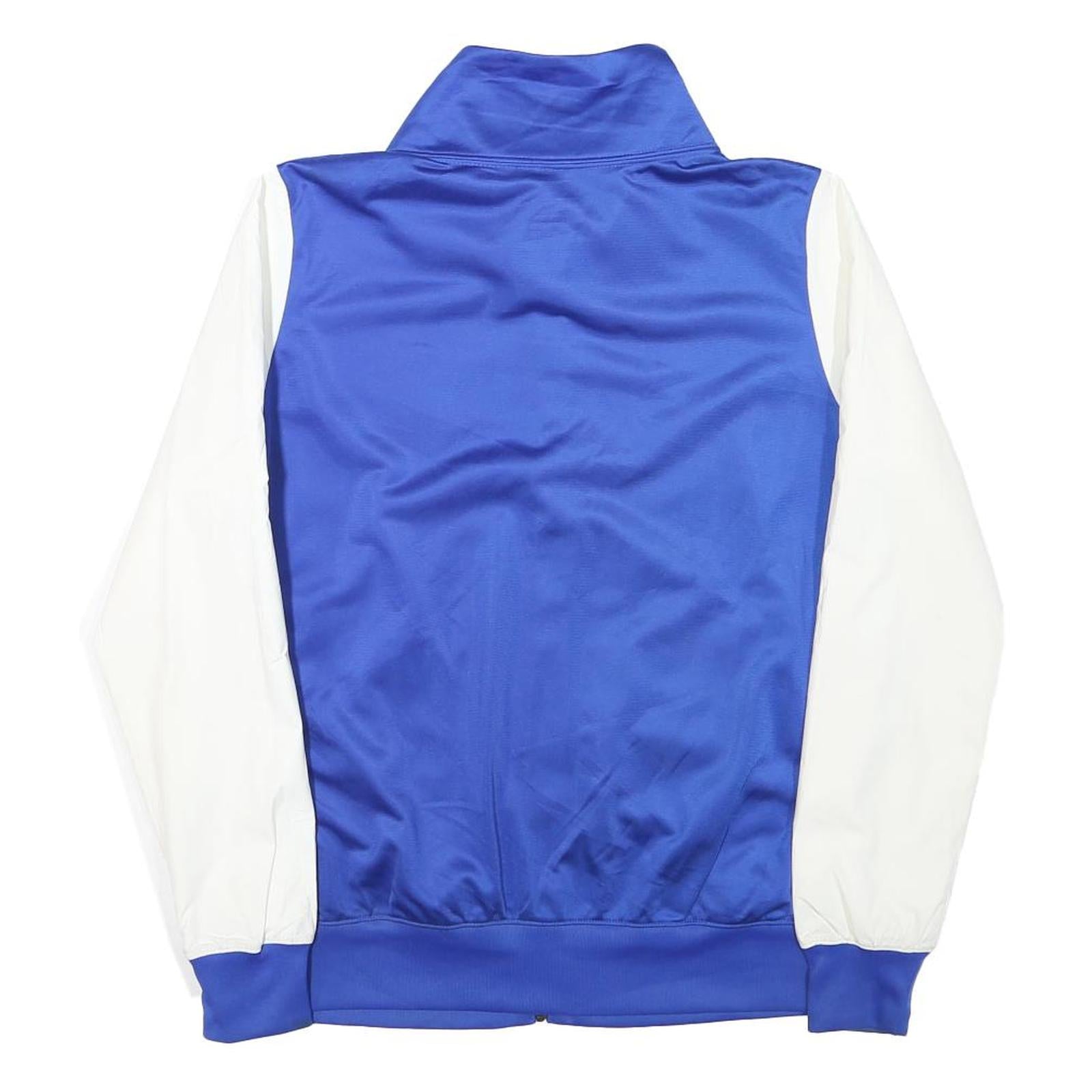 NIKE Mens Blue & White Track Jacket L Polyester Blend Zip Plain Casual