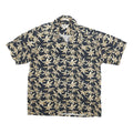 CAMPIA Mens Black & Beige Floral Short Sleeve Shirt L Cotton Blend Casual Summer