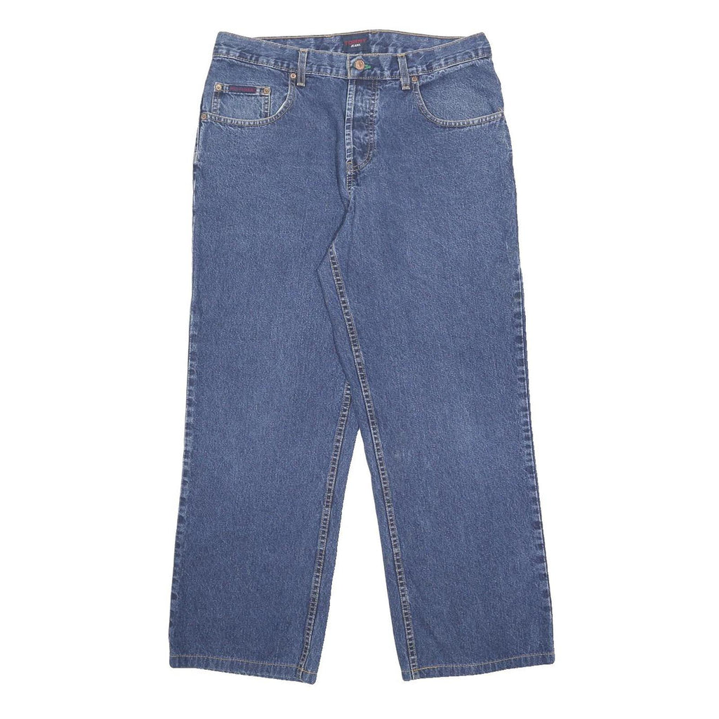 TOMMY JEANS Mens Relaxed Blue Denim Plain Cotton Jeans W34 L28 Button Closure