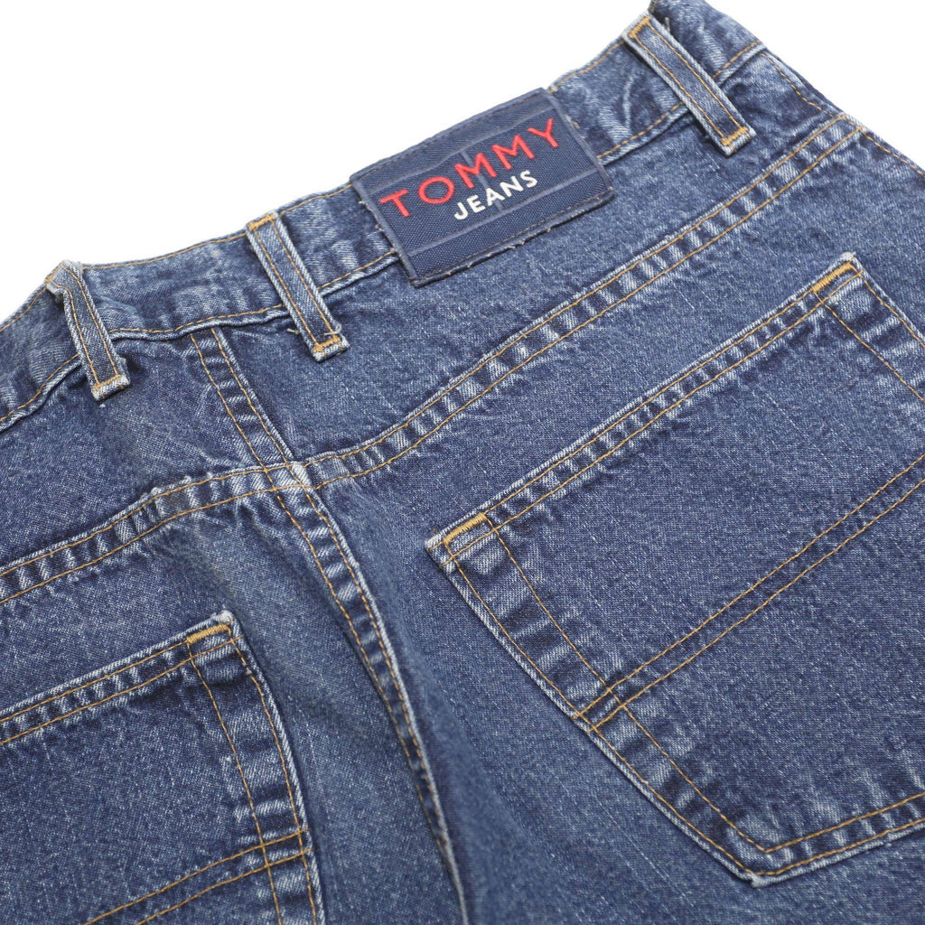 TOMMY JEANS Mens Relaxed Blue Denim Plain Cotton Jeans W34 L28 Button Closure