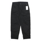MONKI Womens Black Cotton Relaxed Fit Straight Leg Trousers W32 L26 Patch