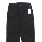 MONKI Womens Black Cotton Relaxed Fit Straight Leg Trousers W32 L26 Patch