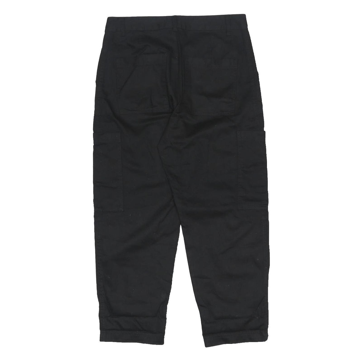 MONKI Womens Black Cotton Relaxed Fit Straight Leg Trousers W32 L26 Patch
