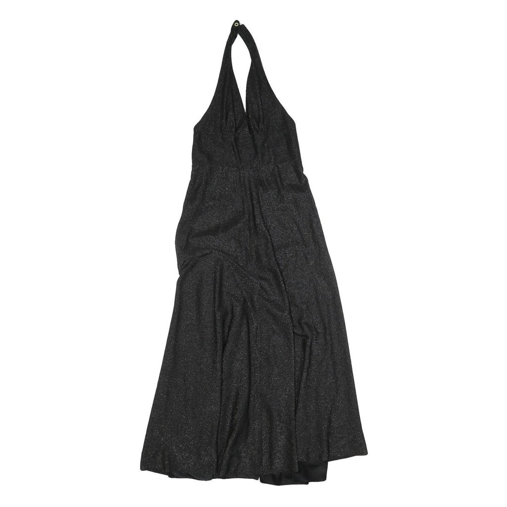 VICKY VALERE Womens Black Sparkle Halter Midi Dress Polyester Blend XS Elegant