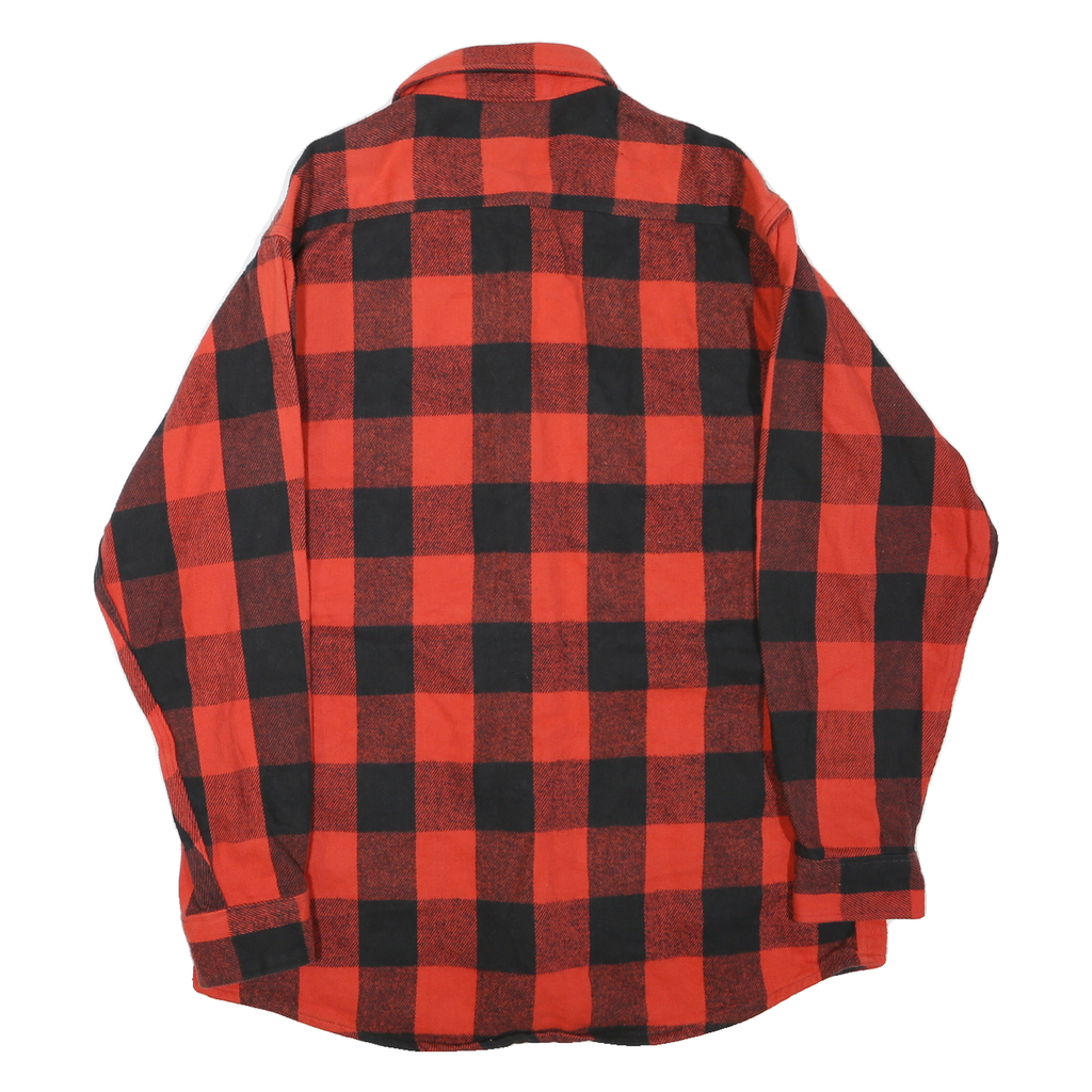 OZARK WILDERNESS Mens Red & Black Check Shirt L Button Front Casual Lumberjack
