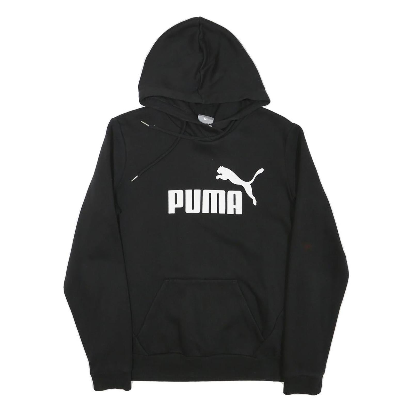 PUMA Mens Black Hoodie M Cotton Blend Pullover Hooded Sweatshirt