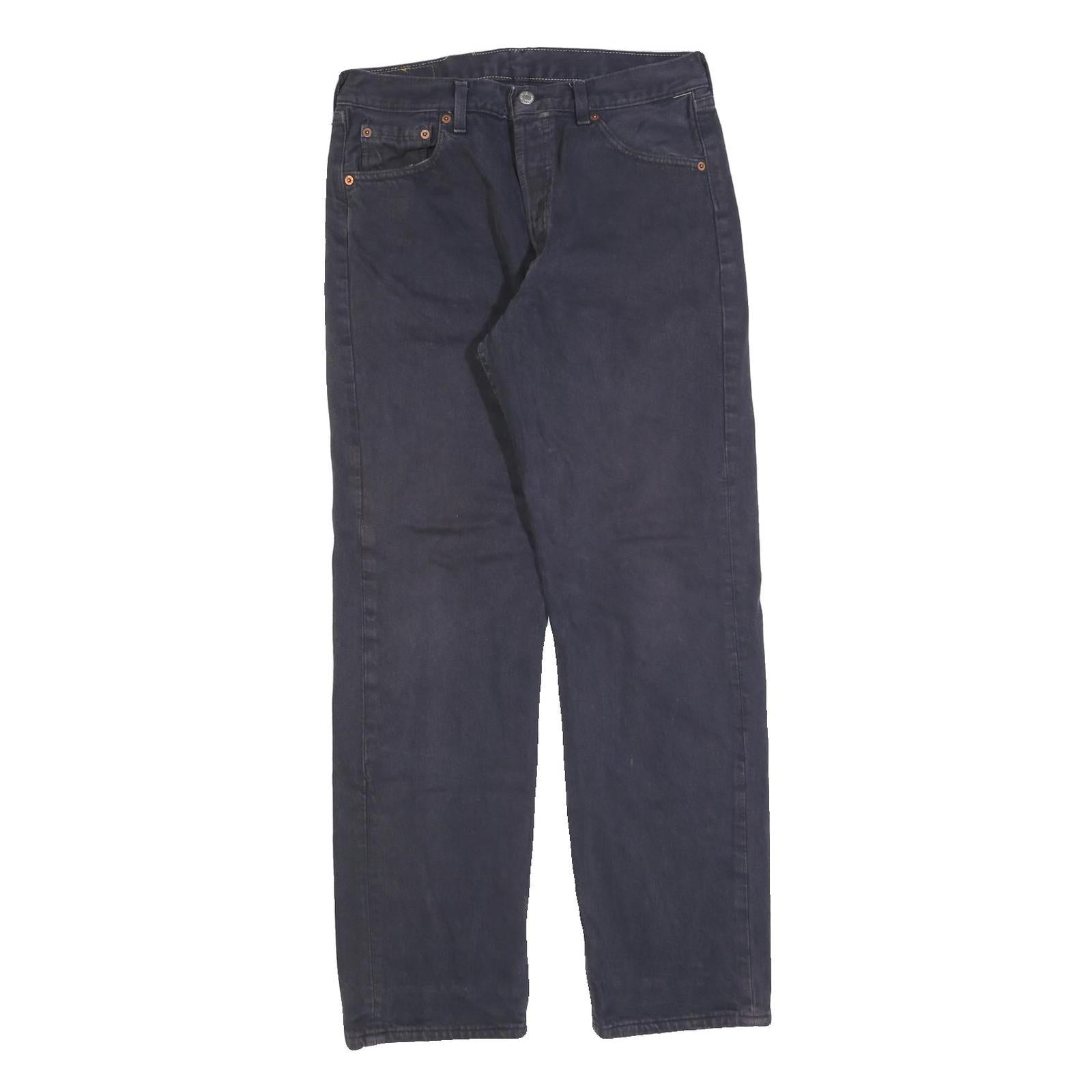 LEVI'S 501 Mens Jeans Black Regular Straight Denim W30 L32 Classic Button Fly