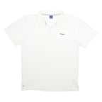 REEBOK Mens White Short Sleeve Plain Polo Shirt L Cotton Casual Basic