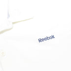 REEBOK Mens White Short Sleeve Plain Polo Shirt L Cotton Casual Basic