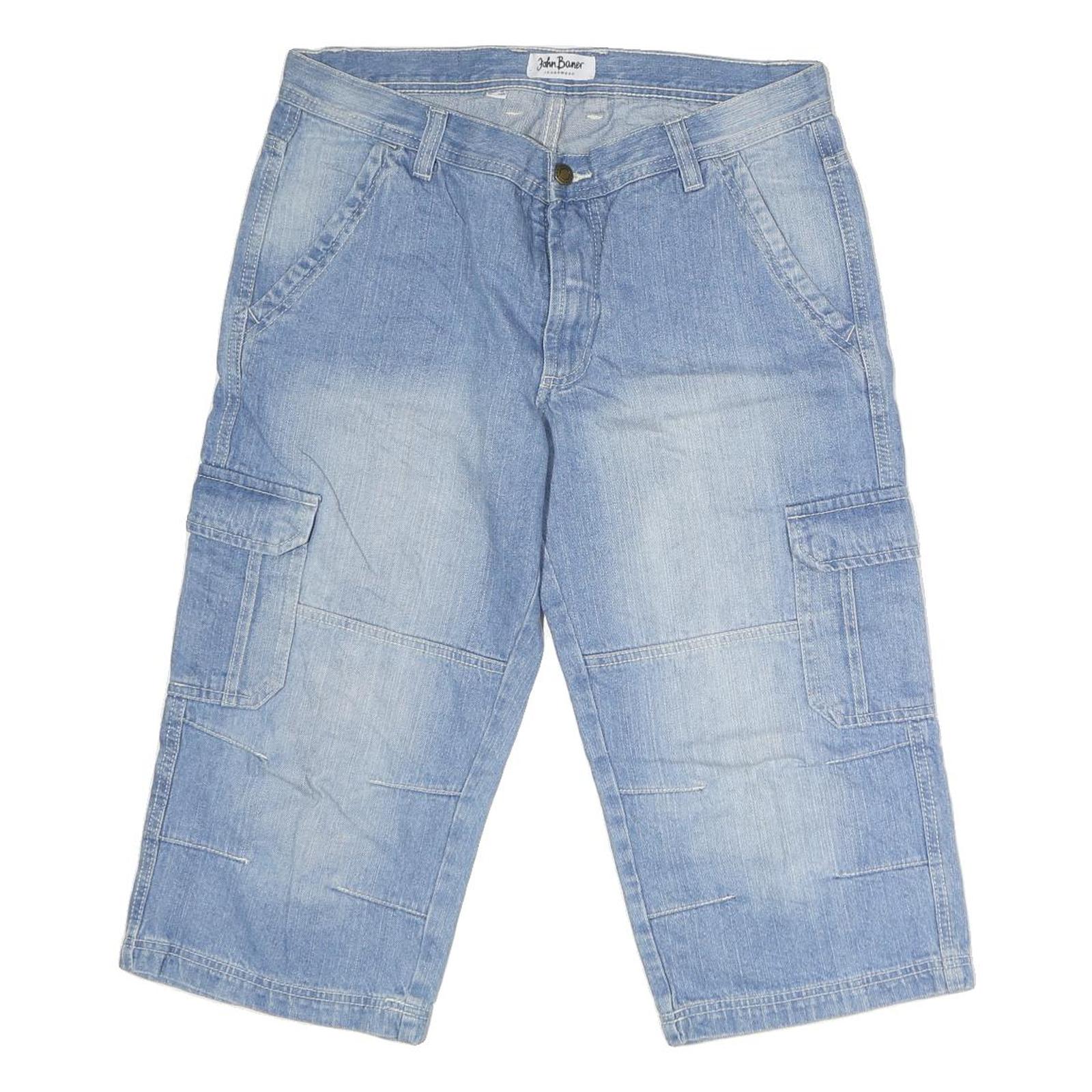 JOH BANER Mens Shorts Blue Casual Cargo Cotton M W34 Comfortable Durable