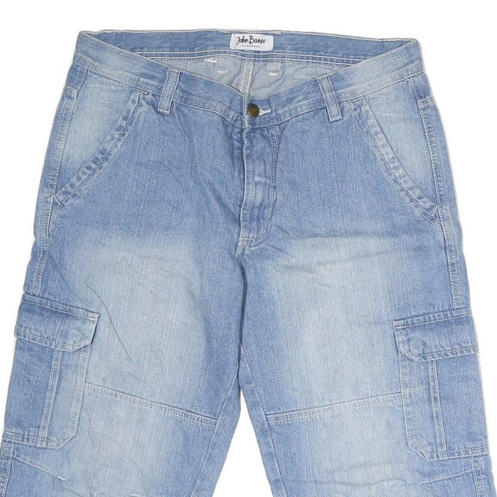 JOH BANER Mens Shorts Blue Casual Cargo Cotton M W34 Comfortable Durable