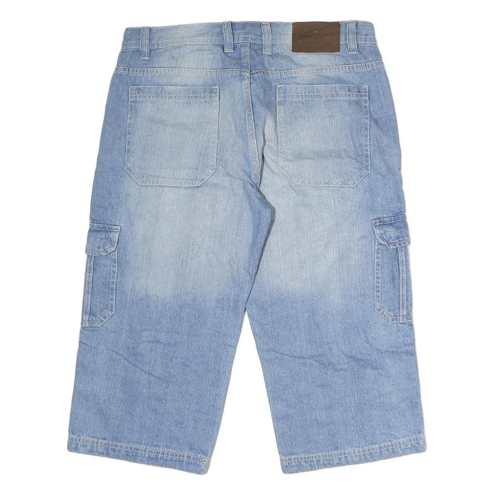 JOH BANER Mens Shorts Blue Casual Cargo Cotton M W34 Comfortable Durable