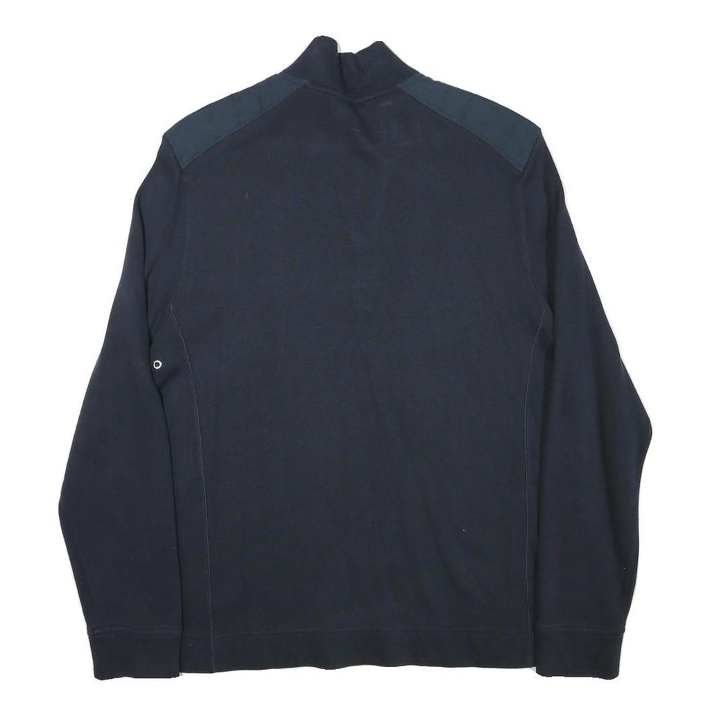 CALVIN KLEIN Mens Navy Blue Plain Cotton Blend Pullover Jumper M Half Zip