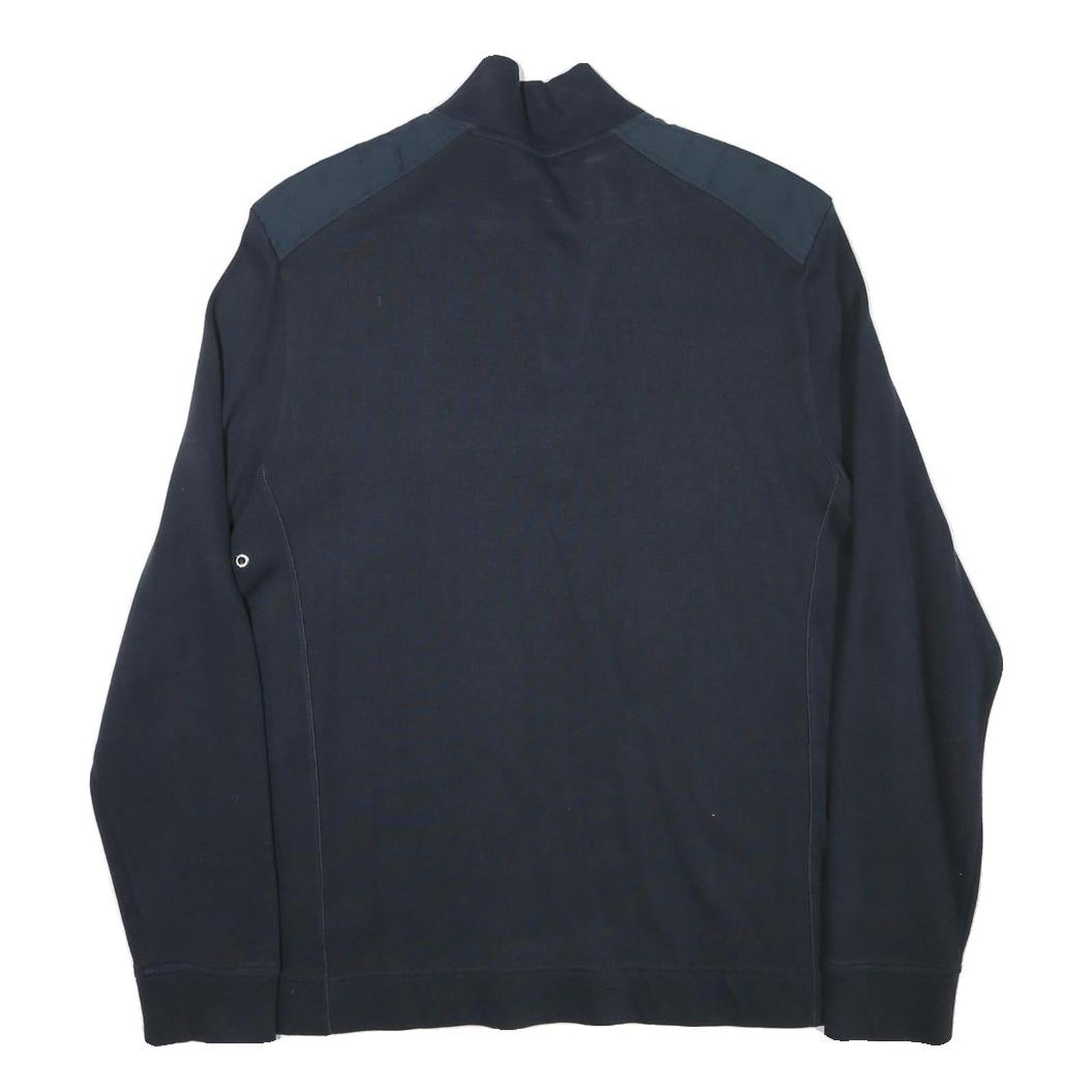 CALVIN KLEIN Mens Navy Blue Plain Cotton Blend Pullover Jumper M Half Zip