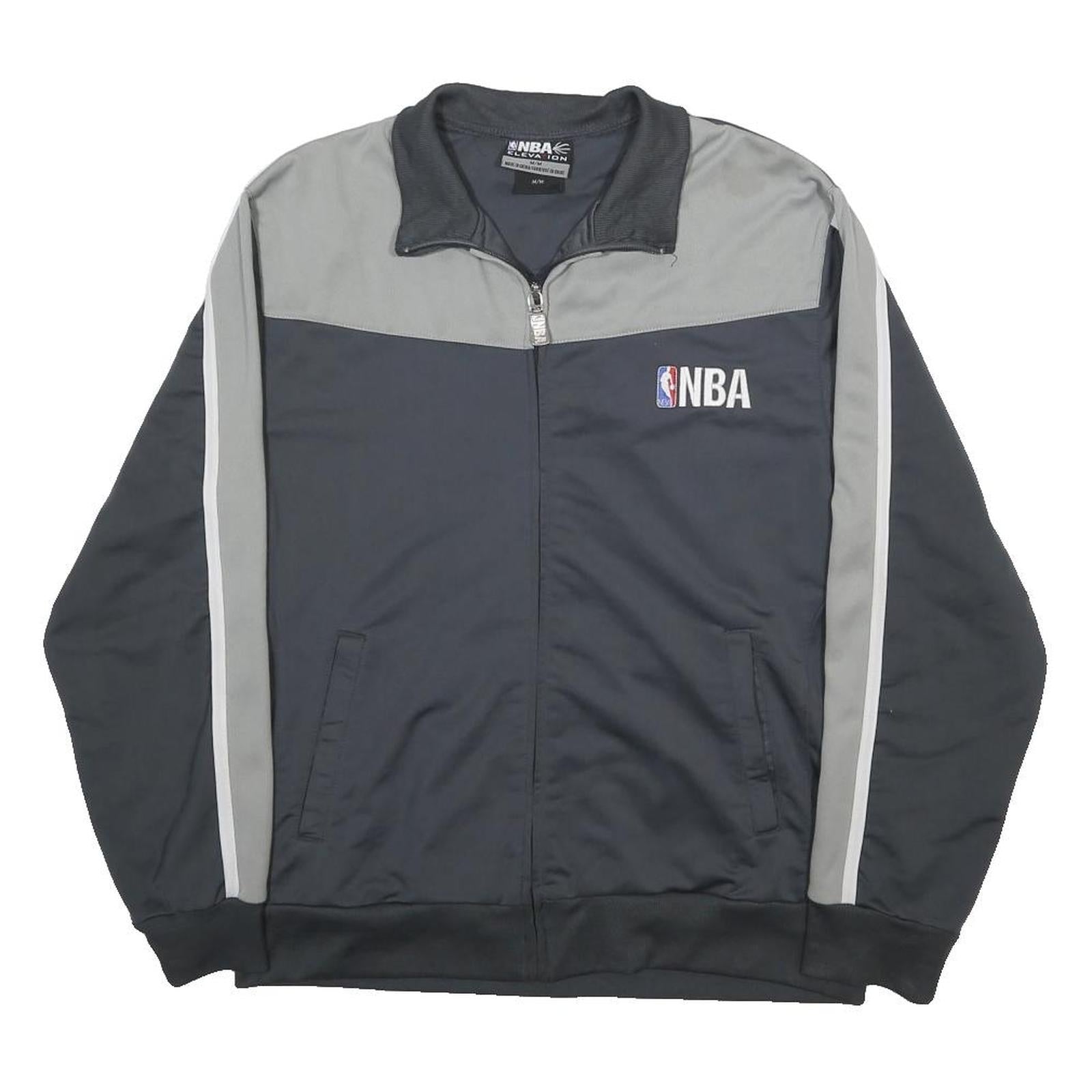 NBA Mens Black & Grey Zip Up Polyester Track Jacket M Sportswear