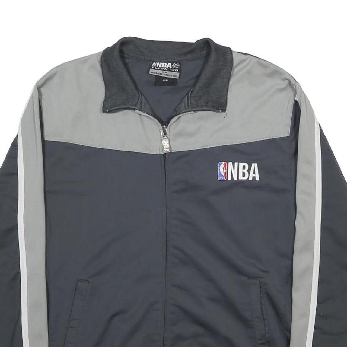 NBA Mens Black & Grey Zip Up Polyester Track Jacket M Sportswear
