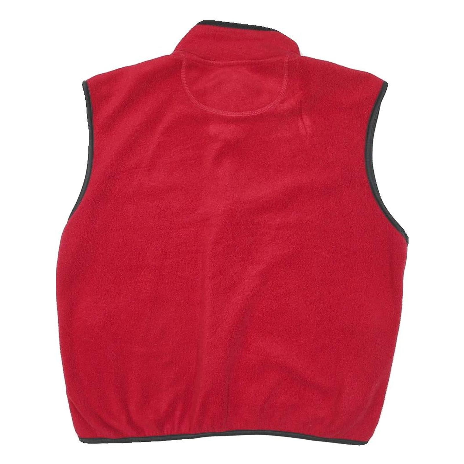 CHAMPION Mens Red Fleece Vest L Polyester Blend Zip Plain Warm Casual