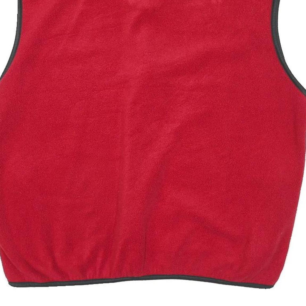 CHAMPION Mens Red Fleece Vest L Polyester Blend Zip Plain Warm Casual