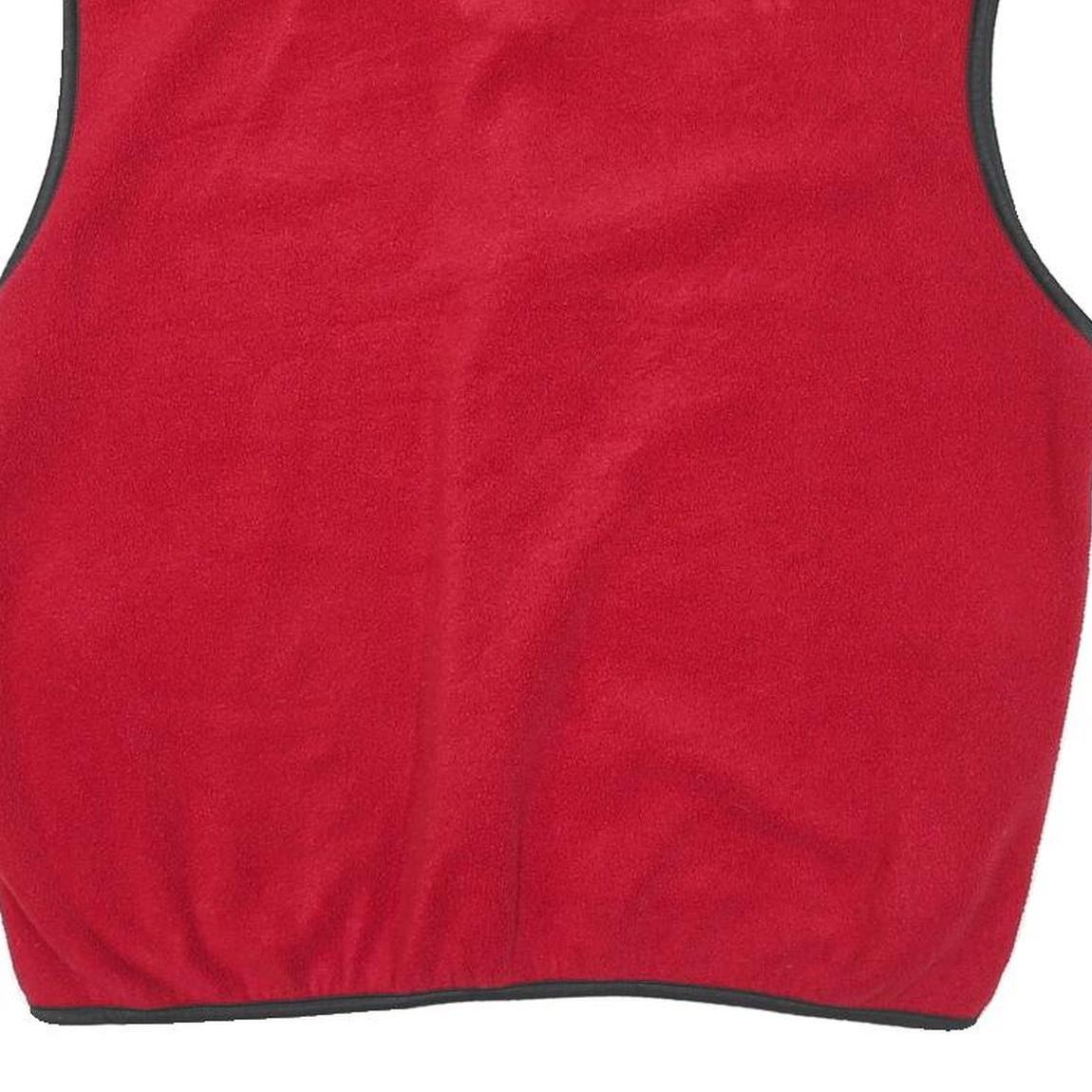 CHAMPION Mens Red Fleece Vest L Polyester Blend Zip Plain Warm Casual