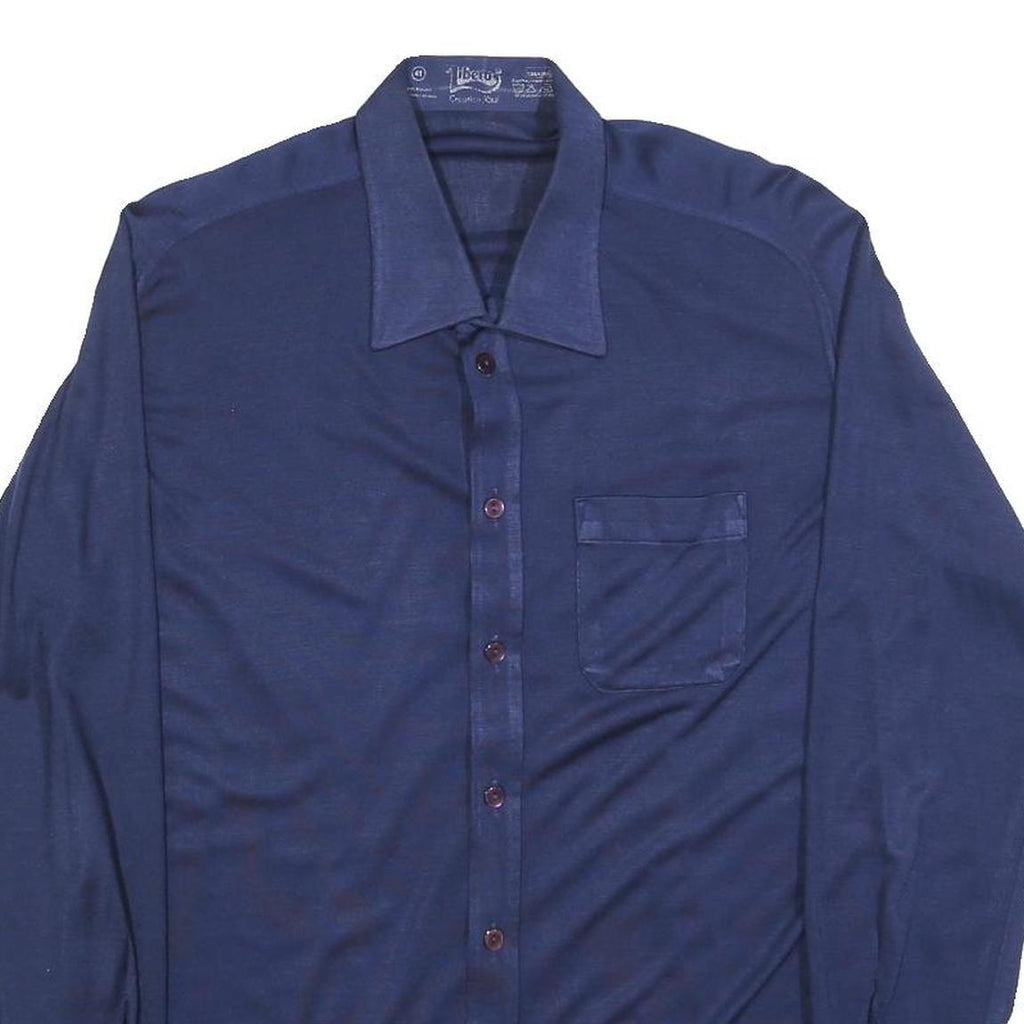 LIBERO Mens Blue Shirt M Long Sleeve Button Closure Classic Fit Casual Workwear