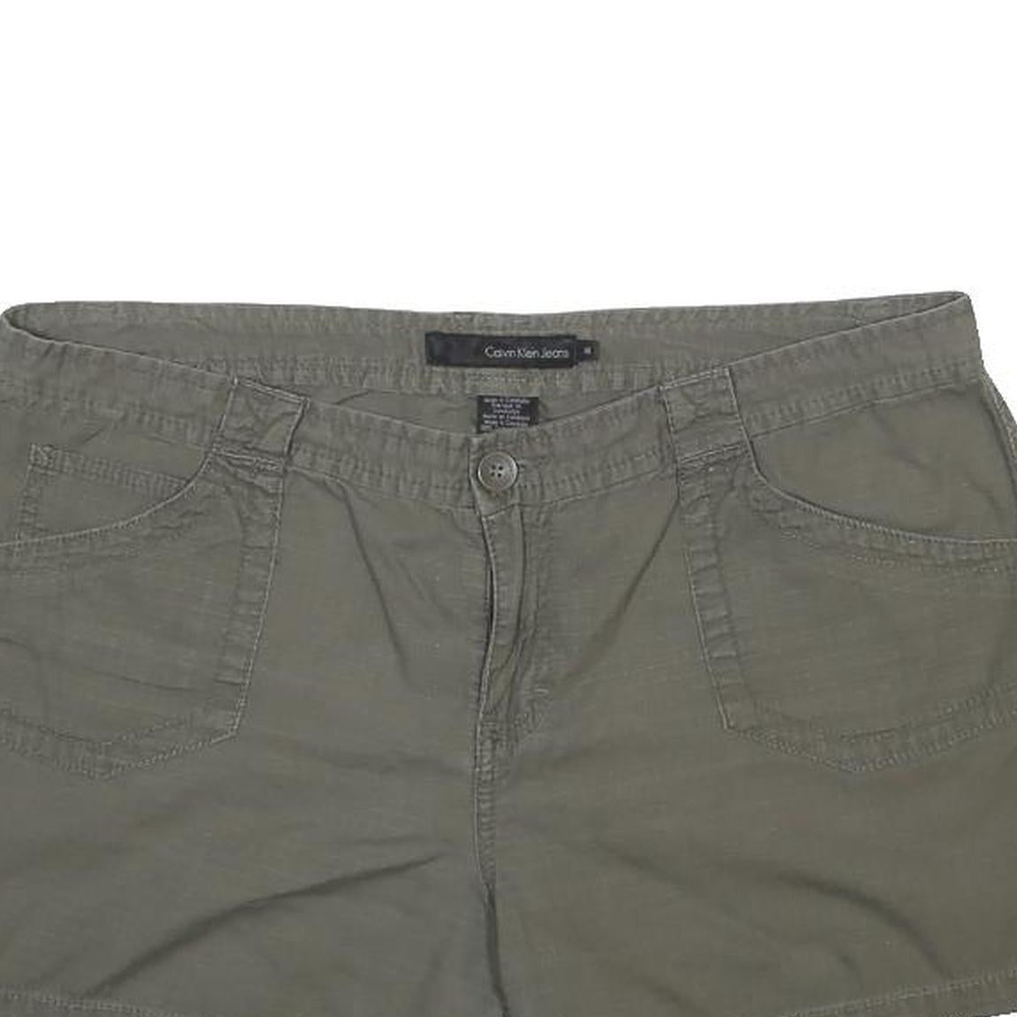 CALVIN KLEIN JEANS Womens Shorts Green Casual Plain L W36 Summer Comfort