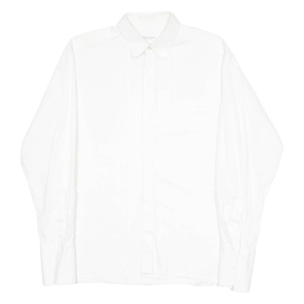 ETERNA Mens Plain Shirt White Long Sleeve L