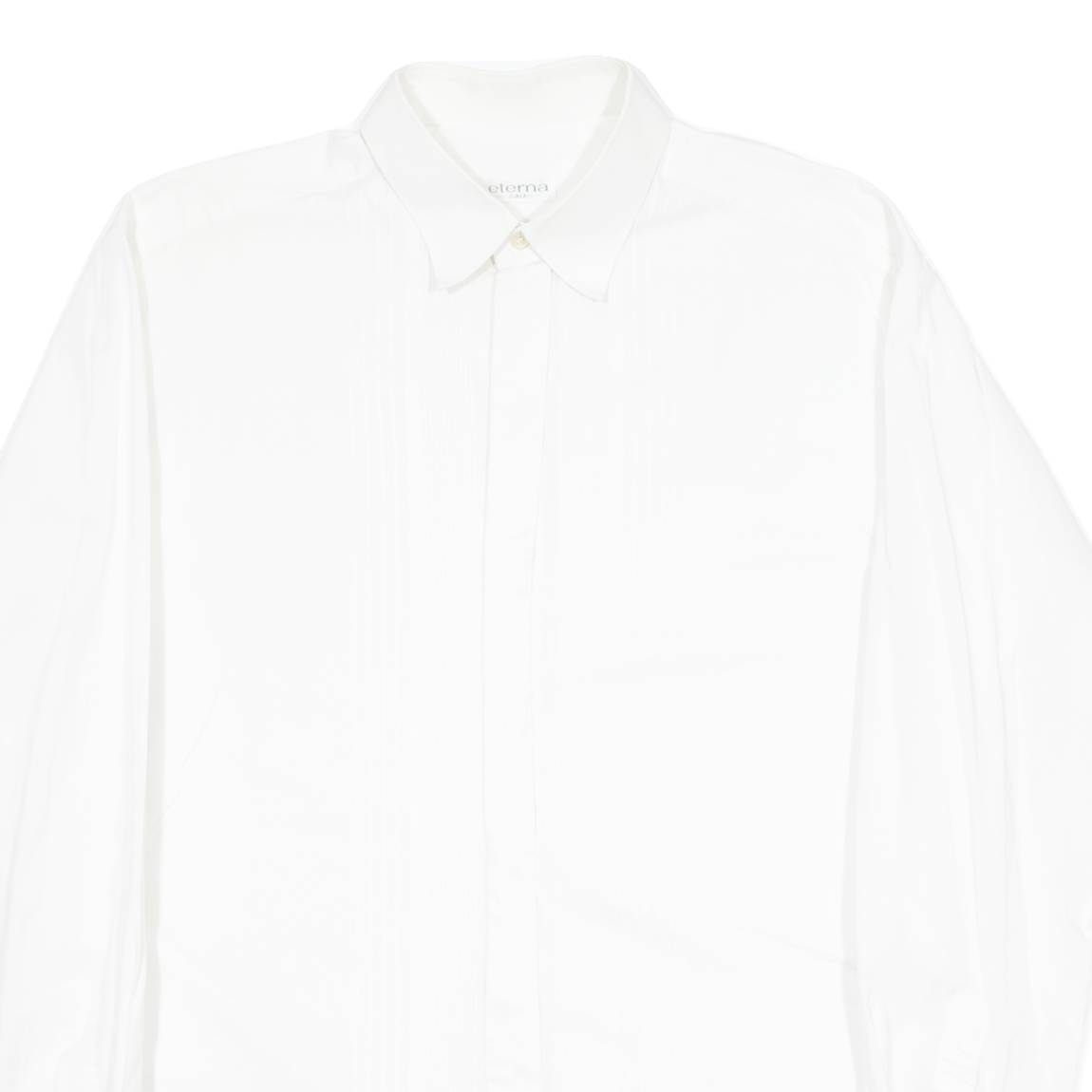ETERNA Mens Plain Shirt White Long Sleeve L