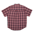 CHAPS RALPH LAUREN Mens Red & White Checked Shirt L Cotton Blend Button Short