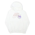 NIKE Mens White Hoodie S Cotton Blend Pullover Drawstring Pocket Casual