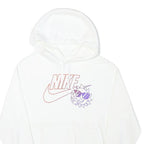 NIKE Mens White Hoodie S Cotton Blend Pullover Drawstring Pocket Casual