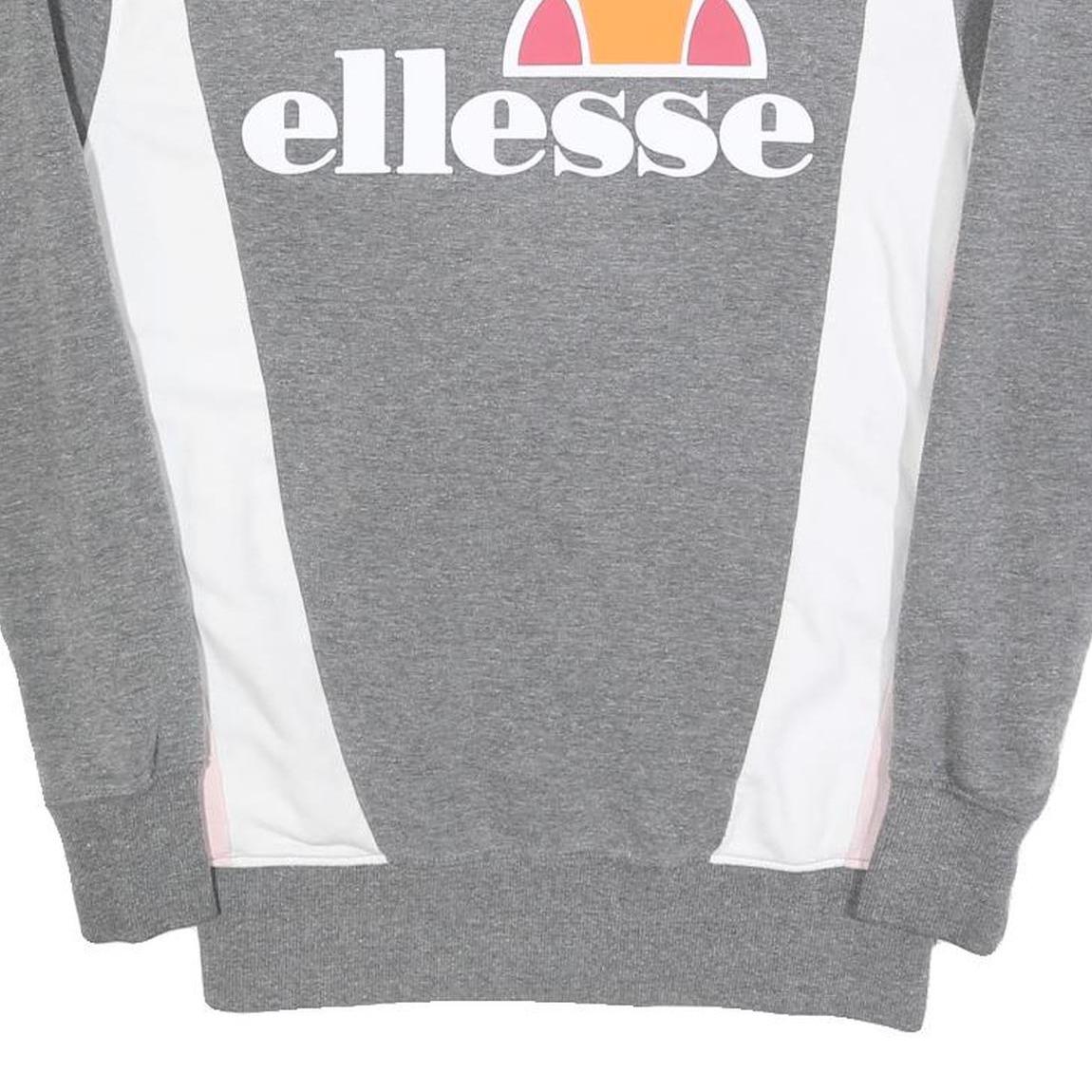 ELLESSE Womens Grey Sweatshirt Cotton Blend Crew Neck UK 10 Logo Print Casual