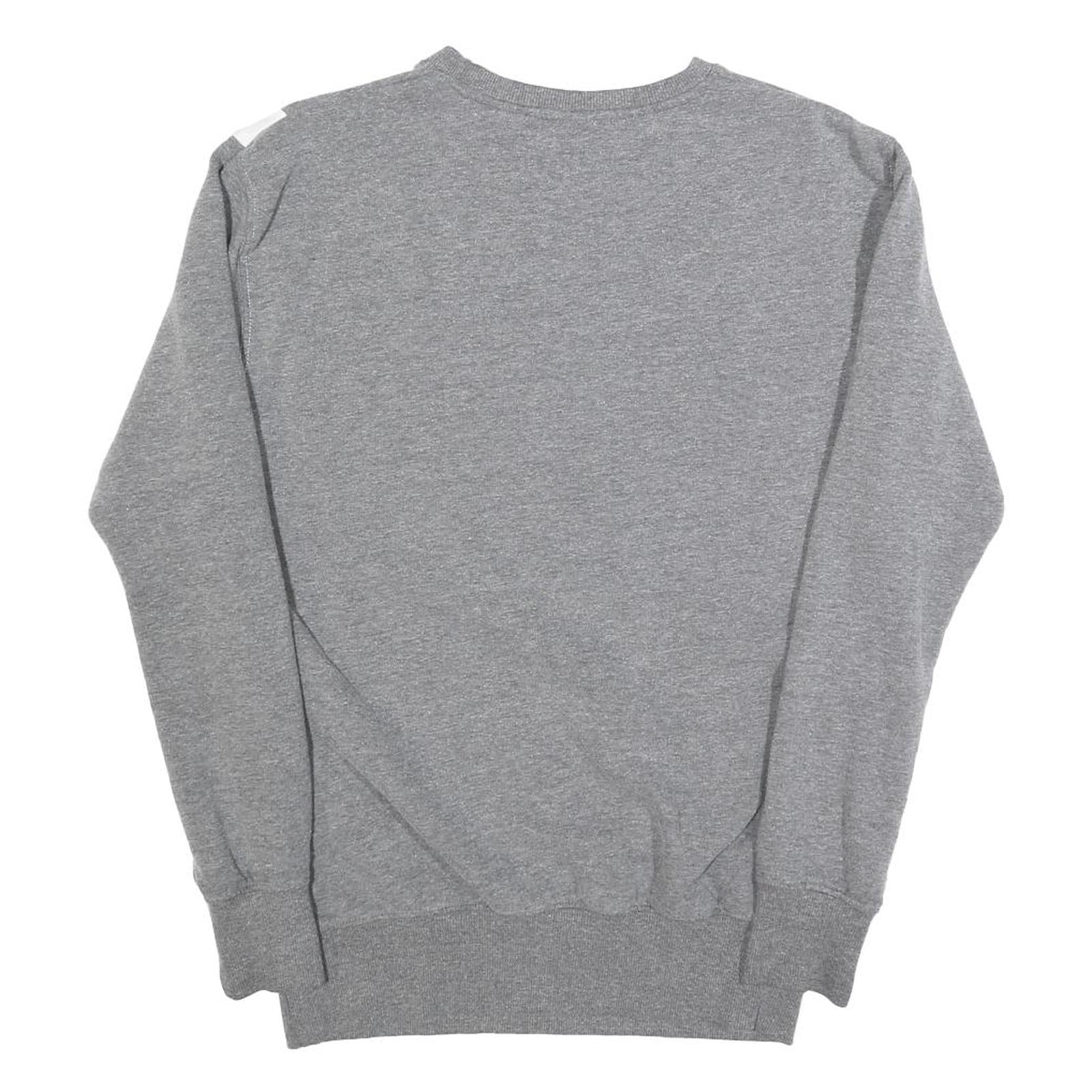 ELLESSE Womens Grey Sweatshirt Cotton Blend Crew Neck UK 10 Logo Print Casual