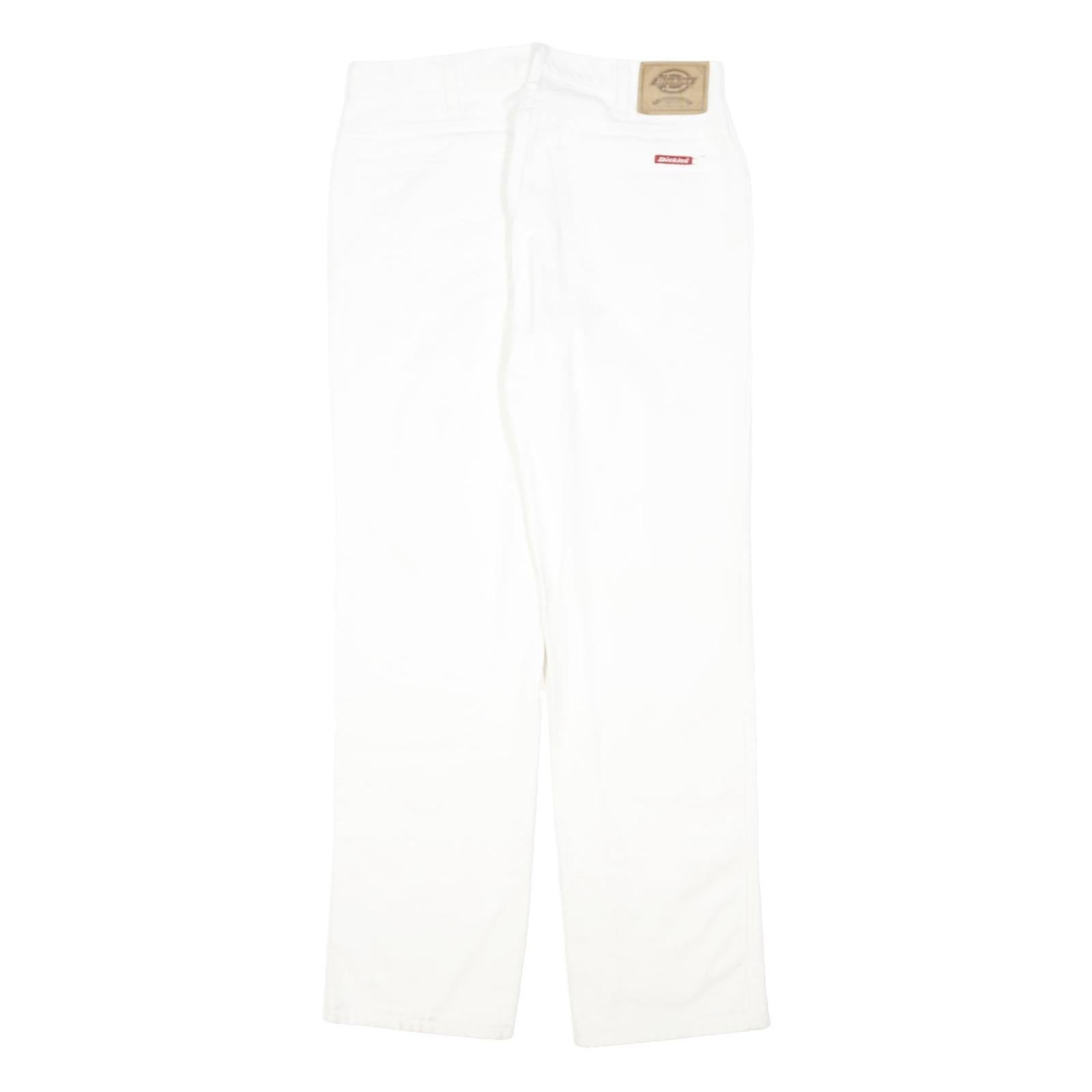 DICKIES Womens Regular Fit White Cotton Blend Jeans W32 L30 Button Closure