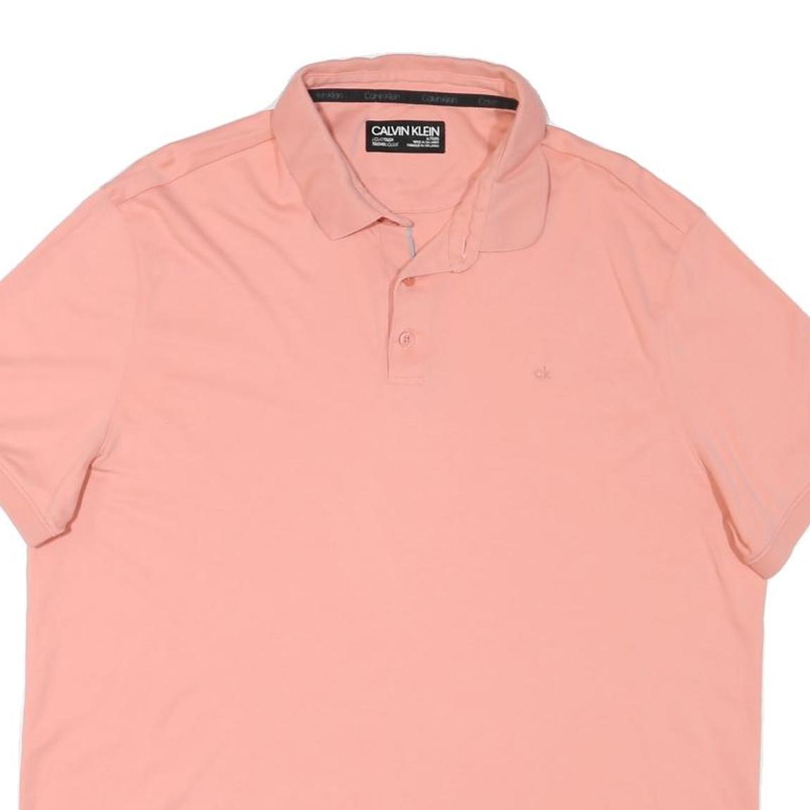 CALVIN KLEIN Mens Pink Short Sleeve Plain Polo Shirt XL Cotton Blend Casual